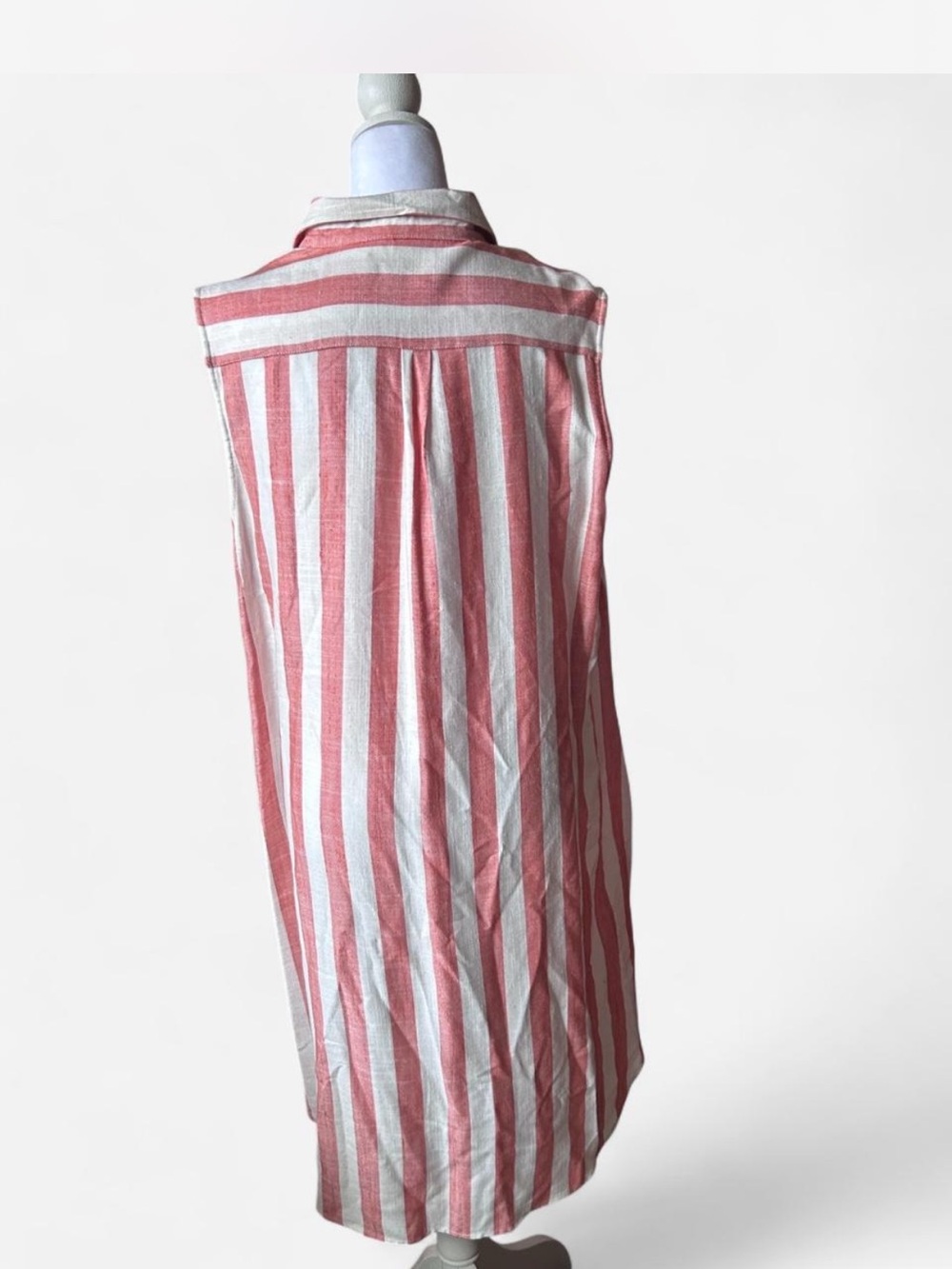NWT Resort Hope & Harlow pink-orange and white striped button up dress Size 14 - Picture 2 of 7